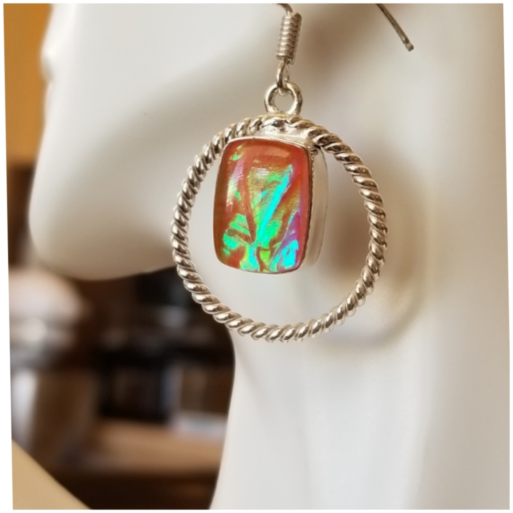 Dangling Australian Pink Triplet Opal Earrings 2"